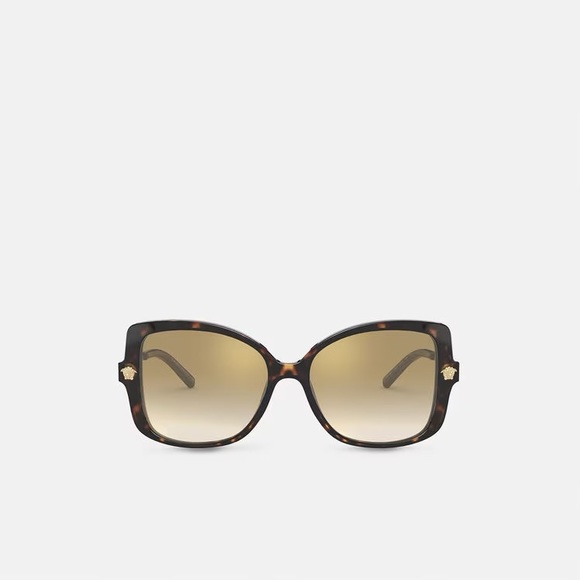 New - VERSACE VE4390F 108/6E Dark Havana / Brown Gold Flash 56m Sunglasses - Picture 6 of 8